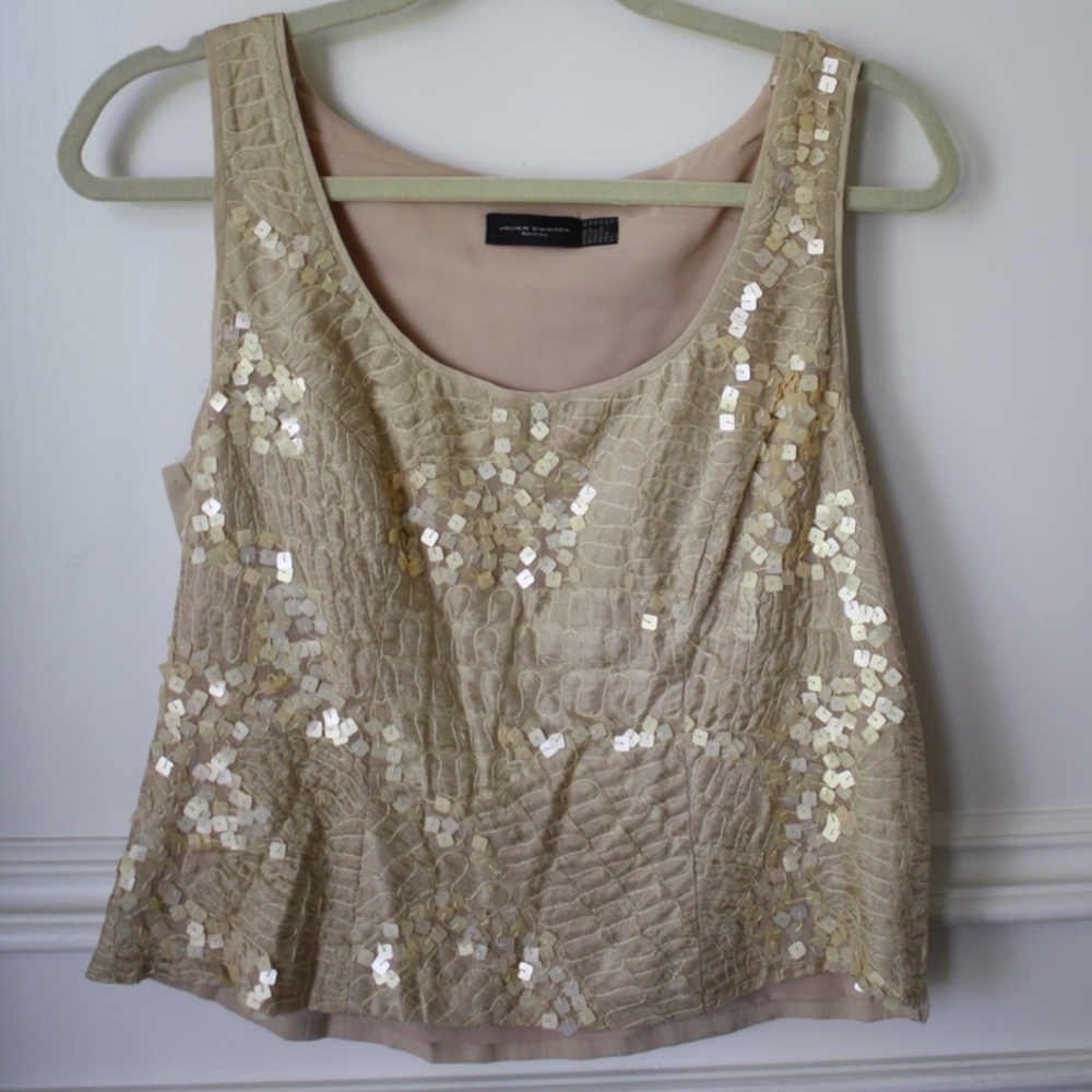 Javier Simorra Gold Sequin Top